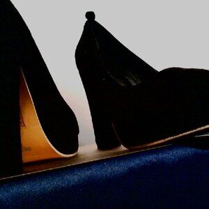 Black Suede 4 1/2" Heel Pumps